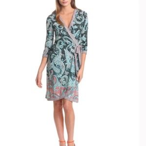BCBG MAX Adele paisley wrap dress